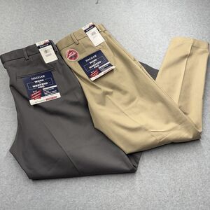 Haggar Work To Weekend Pro Pleated Relaxed Fit Pants Men's 34 Charcoal Khaki Lot